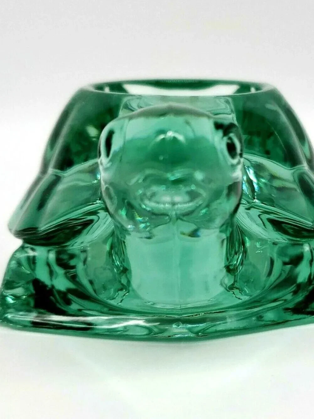Vintage Indiana Glass Green Turtle Tealight or Votive Candle Holder
